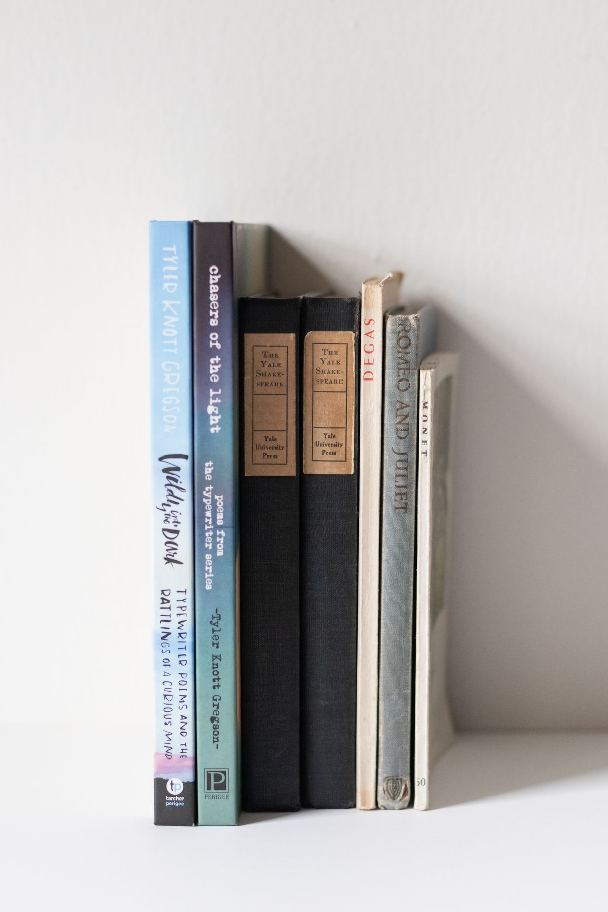 Books with visible spines on a shelf