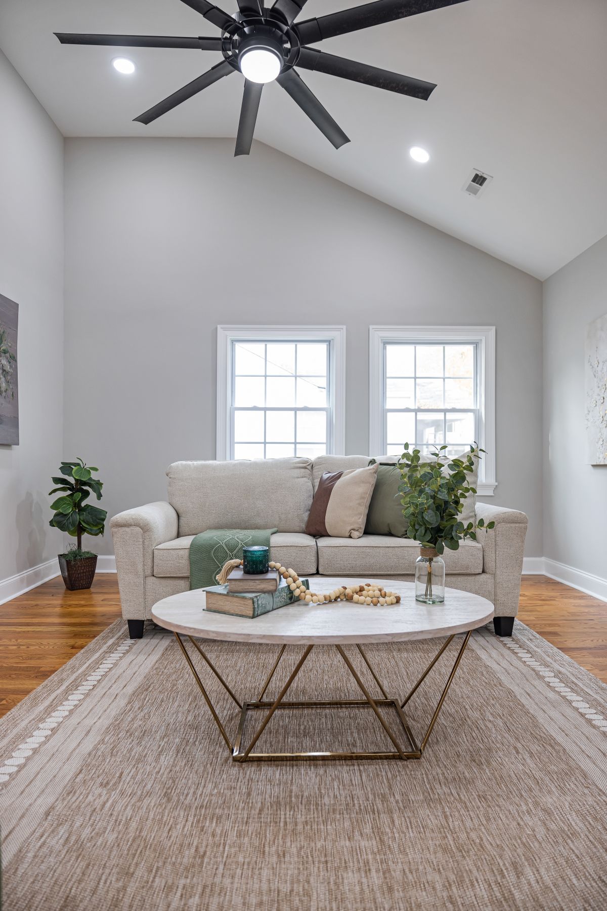 Small sofa with walking space around it